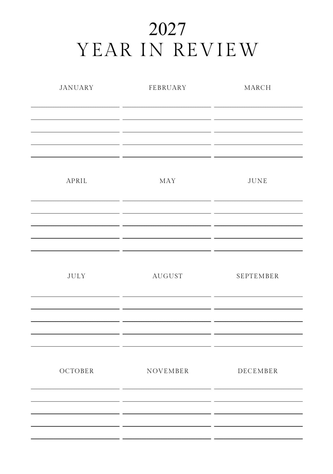 2027 Calendar Refills
