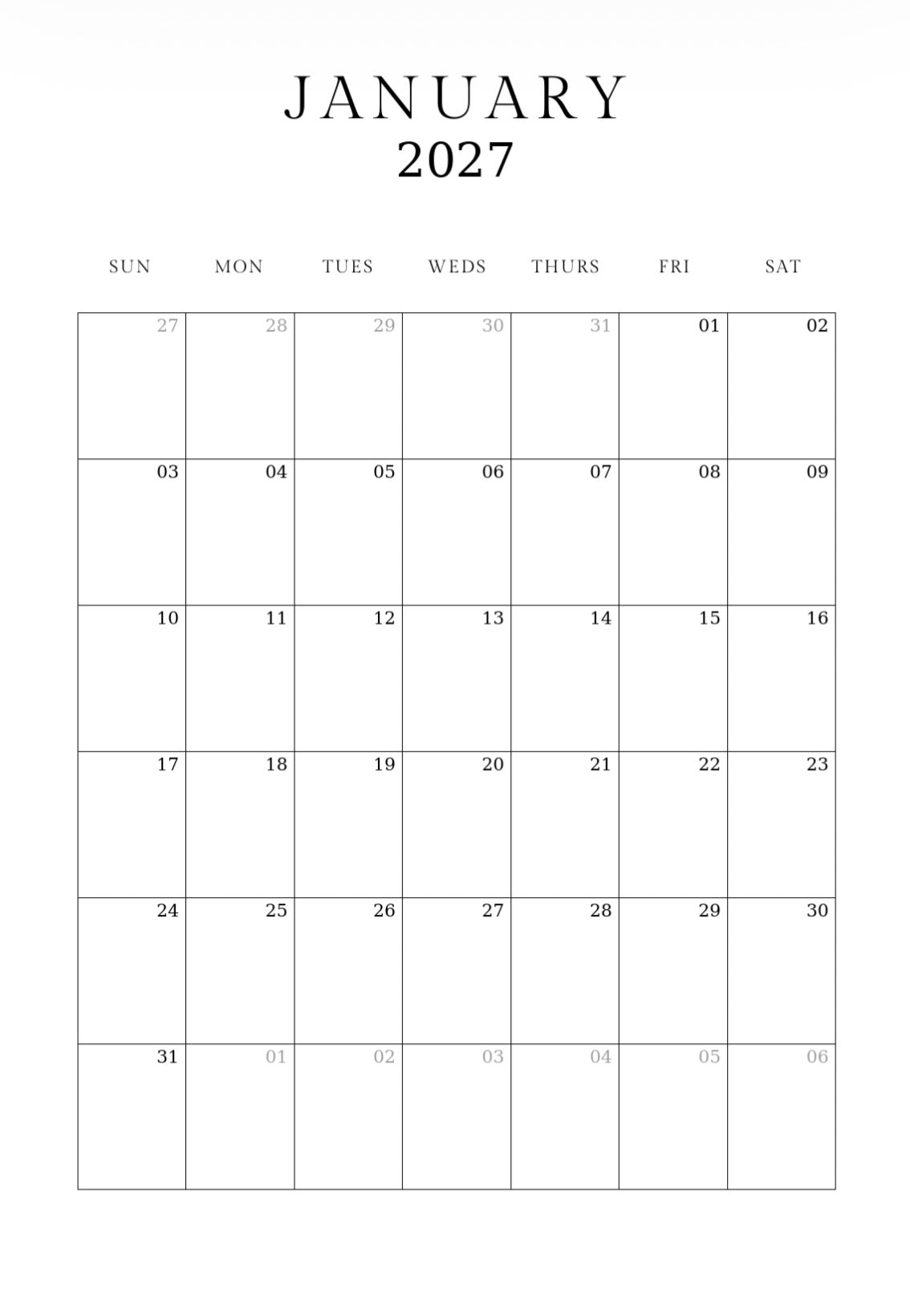 2027 Calendar Refills